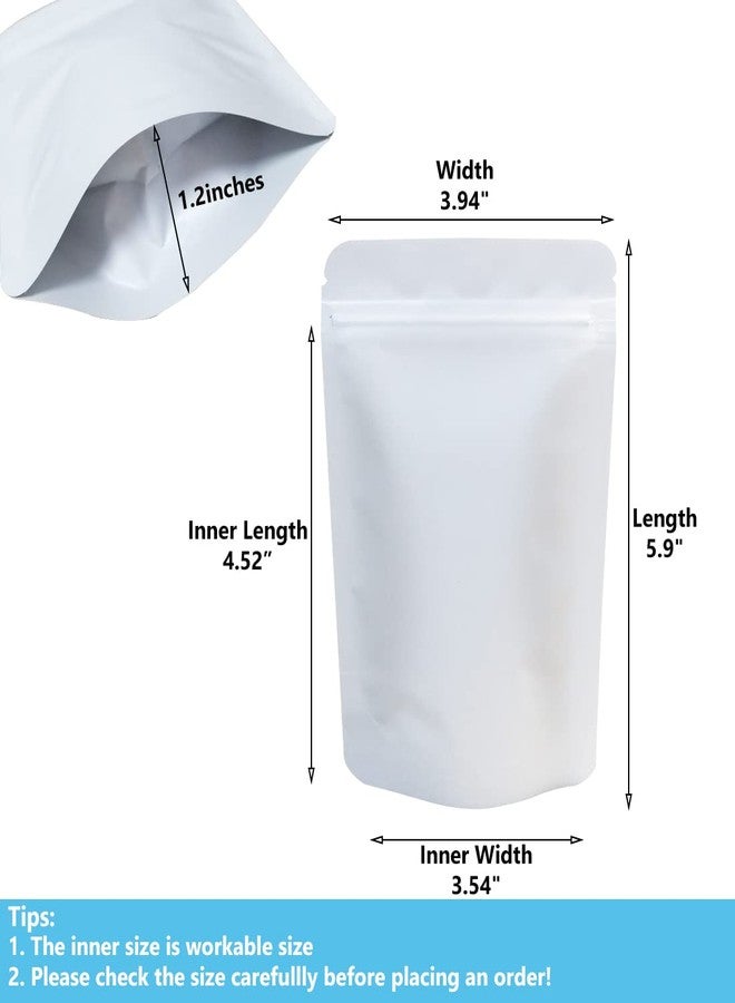 Fnuiddt 100 Pack Matte White Mylar Bags Stand Up - 4 x 6 Inches Resealable Mylar Ziplock Bags Food Storage Foil Pouch - Image 2